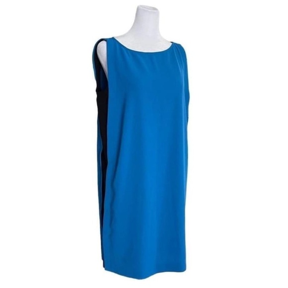 Love Moschino Womens Blue Black Colorblock Sleeveless Shift Dress Pockets Size 6